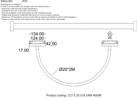 Светильник с гибким неоном трековый магнитный Crystal Lux Space CLT 0.33 018 24W BL 4000K (LED, 48V)