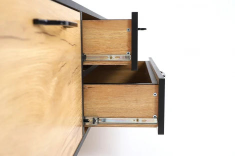 Тумба под телевизор Ивару Виртон (Металл,ЛДСП/Черный,Дуб крафт золотой) 101433