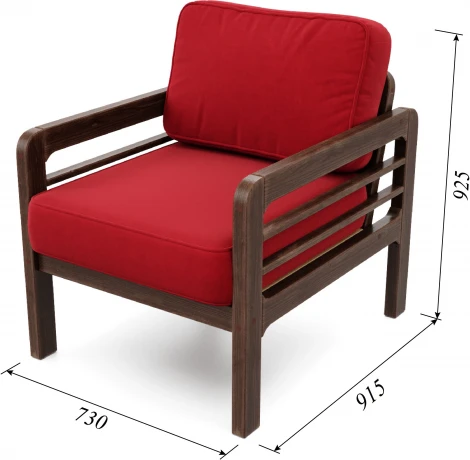 Кресло Arsko Бергер орех велюр красный