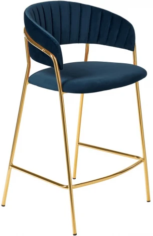Комплект из 2-х стульев полубарных Turin синий с золотыми ножками Bradexhome арт.FR 0909P