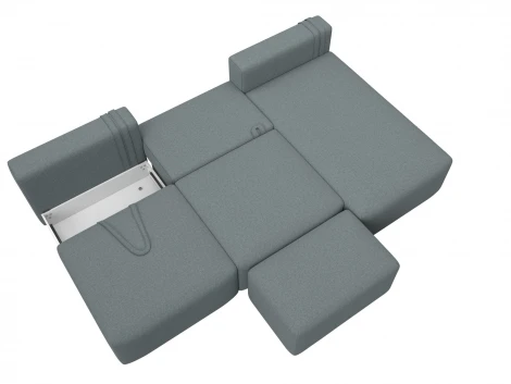 Диван угловой модульный с пуфом Лига-060 НПБ Лонг угол универсальный (ЛДСП,Брус,Фанера/Пластик/Рогожка/Серый) Лига Диванов 129720