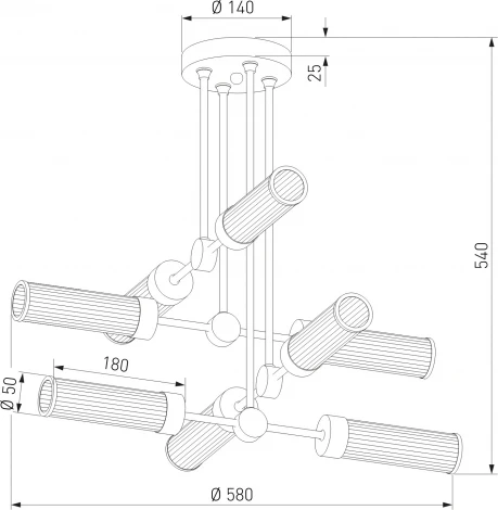 Потолочная люстра Wi-Fi ярусная на штанге Eurosvet Oriens 60166/8 латунь (220V, управление смартфоном, голосовое управление, умный дом - Minimir Home, Алиса, Маруся, Салют)