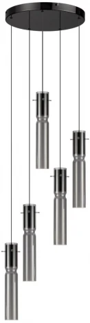 Подвесная люстра каскадная Odeon Light Scrow 5058/25L PENDANT черный/дымчатый/металл/стекло LED 5*5W 3000K (220V, на проводе, круглые)