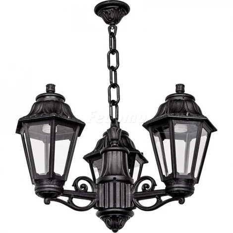 Люстра подвесная уличная Fumagalli Sichem Anna, 3 плафона, черный с прозрачным