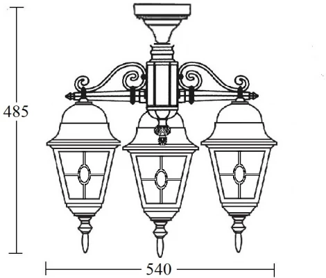 Потолочный светильник уличный Oasis Light QUADRO M lead GLASS 79970МAlgY/3 Bl (220V, IP44)