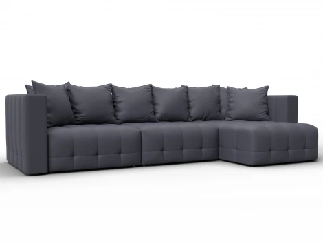 Диван угловой Лига-052 НПБ Лонг угол универсальный (ЛДСП,Брус,Фанера/Пластик/Экокожа/Серый) Лига Диванов 129917