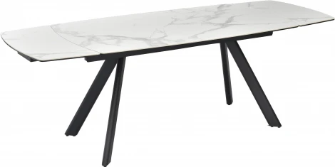 Стол DikLine KL160 керамика белый мрамор С39 глянец/опоры черные) (2 уп) арт.00-00072995