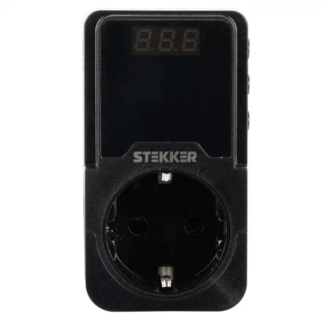 Реле напряжения для розетки регулируемое VPR-200B 230В 16A черный Stekker 50690