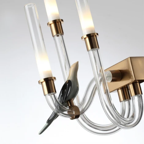 Бра Odeon Light Lark 5431/6WL золотой(под латунь)/белый градиент/беж./зеленый/ металл/стекло/керамика LED 6W 4000K (220V, птички)