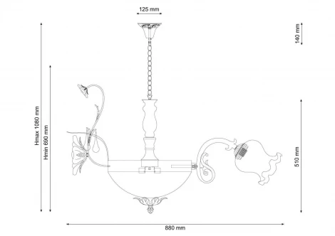 Подвесная люстра Lucia Tucci Fiori Di Rose 105.6.2 (220V, муранское стекло, на цепи, цветы, ветки, розы)