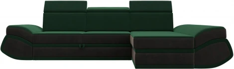 Диван угловой Лига-032 правый угол (Зеленый,Коричневый/Велюр) Лига Диванов арт.121645