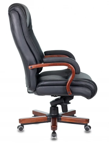 Кресло руководителя Бюрократ T-9925WALNUT черный кожа крестовина металл/дерево