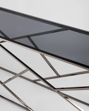 Консоль Stool Group АРТ ДЕКО 115*30 стекло smoke сталь тёмный хром УТ000001965