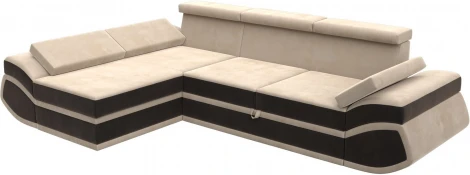 Диван угловой Лига-032 левый угол (Бежевый,Коричневый/Велюр) Лига Диванов арт.121643L