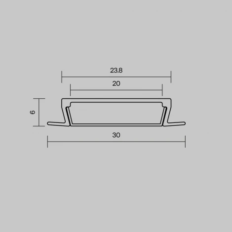 Алюминиевый профиль встраиваемый с накладным фланцем 30x6 серебро, 2 м Maytoni Led Strip 632018