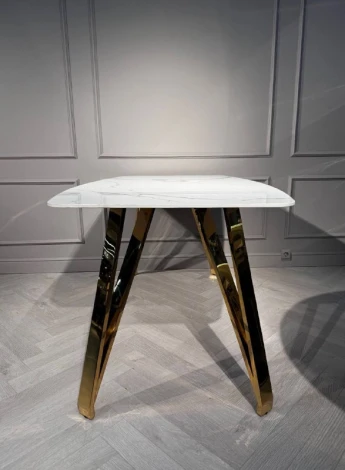 Стол обеденный IST-CASA Соар-2 F-1690,160х90х76 см, бело-серая керамика/золото