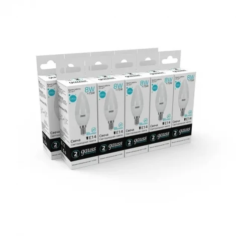 Лампочка светодиодная E14 8 Вт 540 lm 4100K нейтральное белое свечение Gauss Elementary 33128