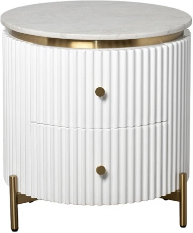 Тумбочка 2 ящика с мраморной столешницей d51*55см Garda Decor арт.77IP-GD009-TUMB/1