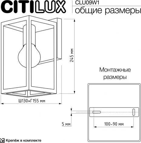 Настенный уличный светильник Citilux Forts CLU09W1 (220V, IP43)