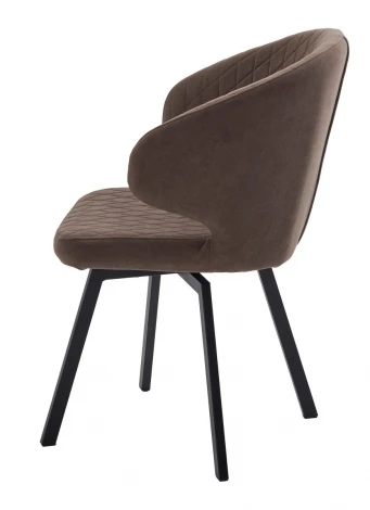Стул ХИЛТОН 360 град., цвет B29 Шоколадный, велюр / черный каркас M-City 64645