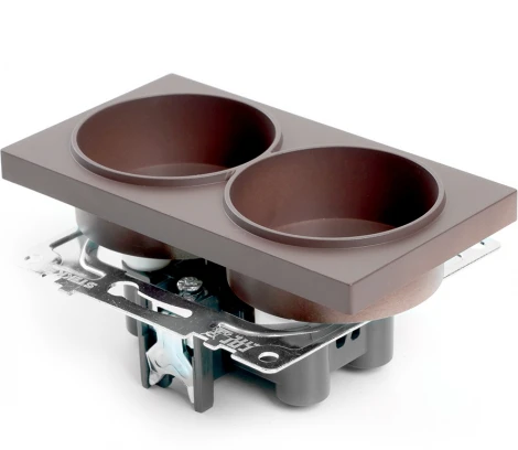 Розетка двойная без заземления со шторками (коричневый) Stekker Катрин 49026