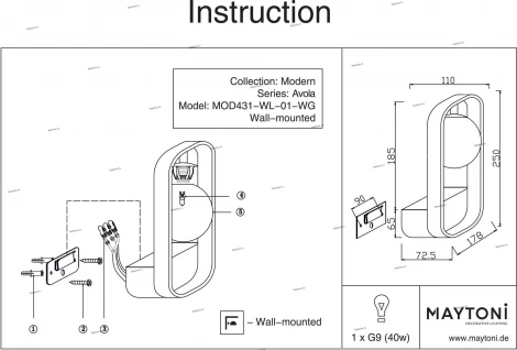 Бра Maytoni Avola MOD431-WL-01-WG