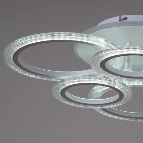 Потолочная люстра светодиодная на штанге с пультом Reluce 09812-3.3-3+3A WH (RGB) (220V, кольцо)