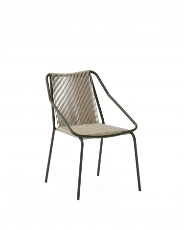 Садовое кресло Zivia из веревки цвета экрю и оцинкованной стали зеленого цвета арт.254033