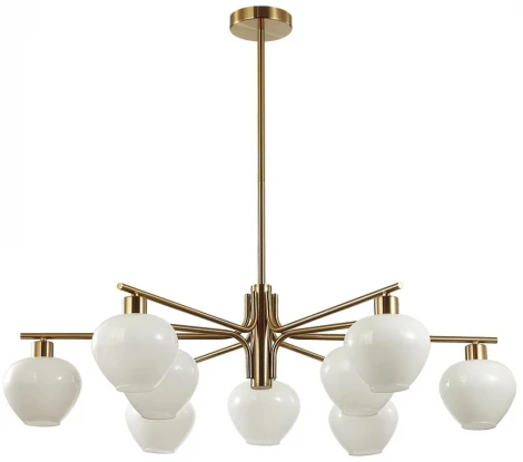 Потолочная люстра на штанге Lumion Carmela 8278/9 латунь/белый, металл/стекло Е14 9*40W 220V
