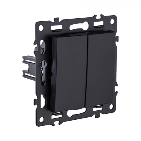 Выключатель 2-клавишный 10А/250В черный Kollinger Asthetik AS-004BK