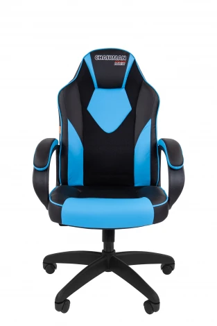 Кресло Chairman game 17 Россия экокожа черный/голубой 7213496