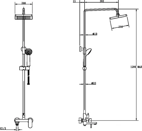 Душевая стойка Bravat Opal F6125183CP-A-RUS