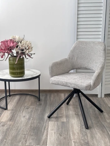 Стул M-City NURI 180 град. поворот. 3018-03 светло-серый, шенилл/ черный каркас