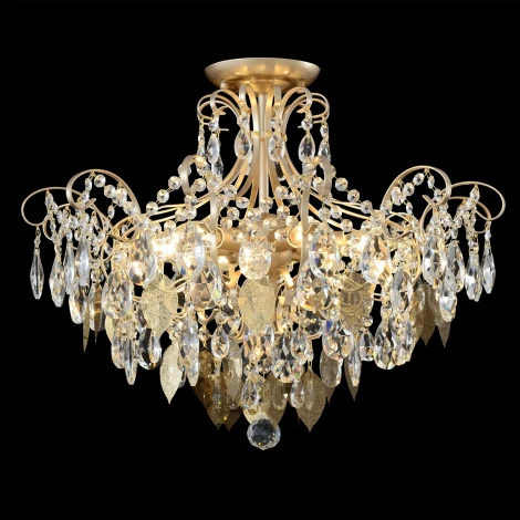 Потолочная люстра на штанге Crystal Lux ESMIRALDA PL6 GOLD (220V, подвески, листья)