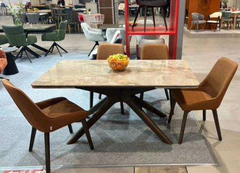 Стол M-City EDER 160 GLOSS AMBER JADE SOLID CERAMIC / Орех