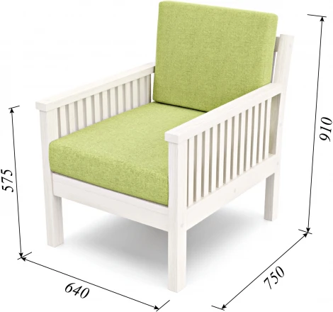 Кресло Arsko Норман беленый дуб зеленая рогожка