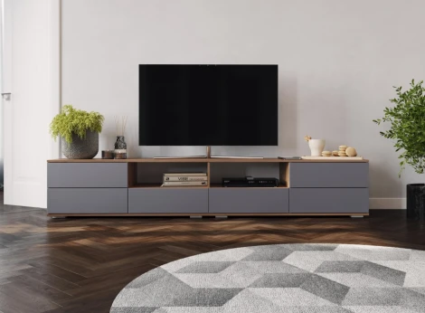 Тумба под телевизор Woodville Маллоу дуб вотан / графит софт арт.563535