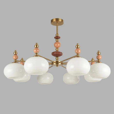 Потолочная люстра на штанге Lumion Piccolo 8425/8C бронза/белый/бежевый/коричневый, металл/керамика/стекло E27 8*60W 220V
