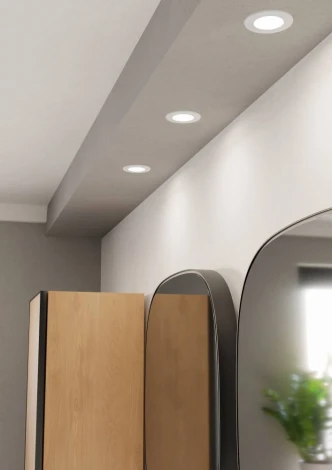 Встраиваемый светодиодный светильник Eglo Fueva 6 901416 с рег-кой цветовой темп-ры 3,7W(LED) IP44 2700K, 4000K, 6500K, 450lm, пластик, белый