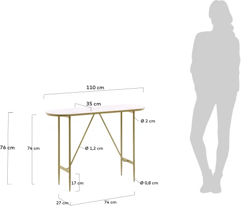 Консольный стол La Forma (ex Julia Grup) Elisenda (Золотой,Белый/ Сталь,Стекло,Металл)