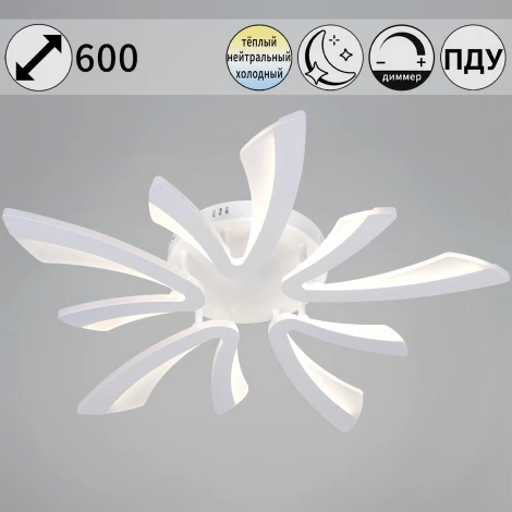 Потолочная люстра светодиодная на штанге с пультом с регулировкой цветовой температуры, яркости и с ночным режимом Reluce 59090-0.3-05 WH