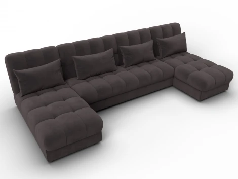 Диван П-образный Лига-116 НПБ (ДСП,ЛДСП,Велюр/Коричневый) Лига Диванов 137330