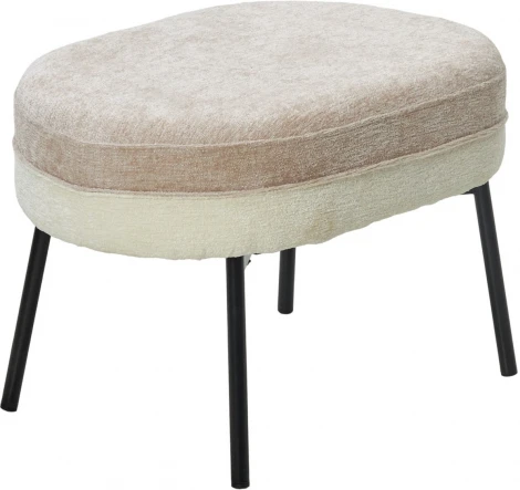 Пуф для гостиной M-City RORY 3018-01 белый / 3018-10 бежевый, шенилл / черный каркас