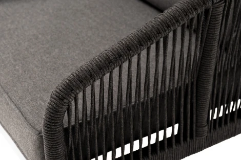 "Канны" кресло плетеное из роупа, каркас алюминий темно-серый (RAL7024) муар, роуп темно-серый круглый, ткань темно-серая 027 4SIS арт.УТ-00006613