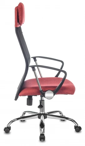 Кресло руководителя Бюрократ KB-6N черный TW-01 сиденье красный 38-410 сетка/ткань с подголов. крестовина металл хром
