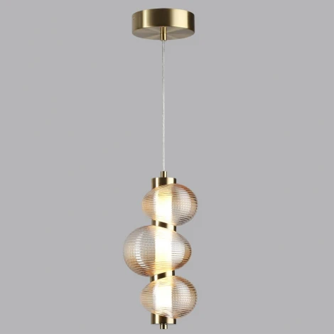 Подвесной светильник Odeon Light Bruco 5095/12L латунный/янтарный градиент/металл/стекло LED 12W 4000K (220V, на проводе, бусы)