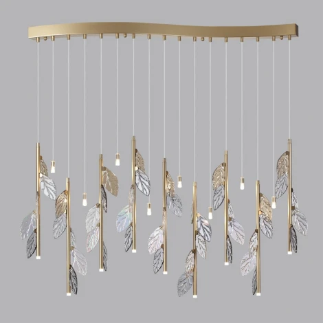 Подвесной светильник Odeon Light Listva 5445/17 матов.золото/дымч/прозрачн/коньячн/бензинов./металл/стекло 17*G4 LED*3W 12V (220V, на проводе)