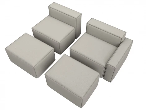 Диван угловой модульный Лига-063 угол правый (ДСП/Пластик/Рогожка/Бежевый) Лига Диванов 129783