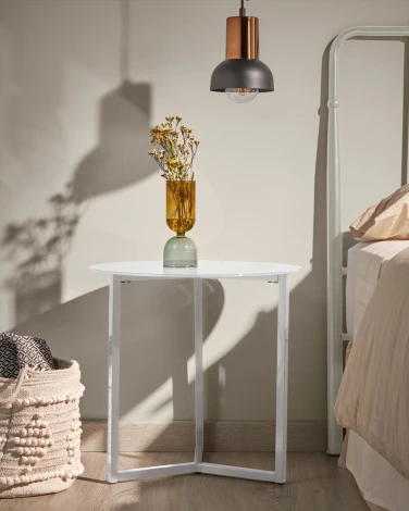 Журнальный стол La Forma (ex Julia Grup) Raeam (Белый/ Стекло,Сталь,Металл)