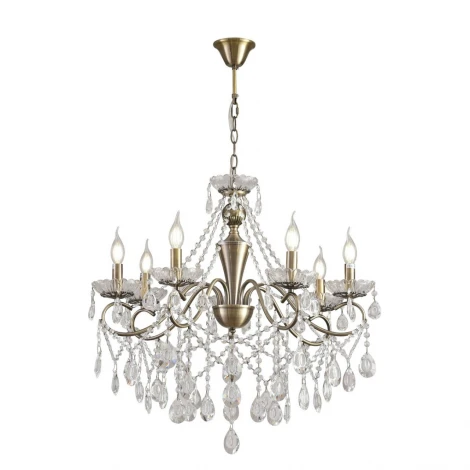 Подвесная люстра с хрустальными подвесками в форме подсвечника Lumion Luina 8346/7 бронза/прозрачный, металл/хрусталь E14 7*40W 220V